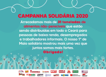 CUT Ceará arrecada 31 toneladas de alimentos e realiza ‘live’ no 1º de maio